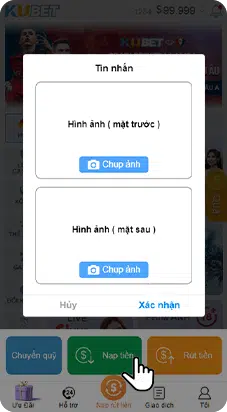 Thao tác úp CCCD, BLX sau khi đăng ký tài khoản Kubet